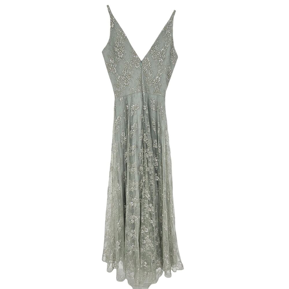 Dress the Population Floral Lace Sleeveless Sage Ball Princess Floor Length Gown